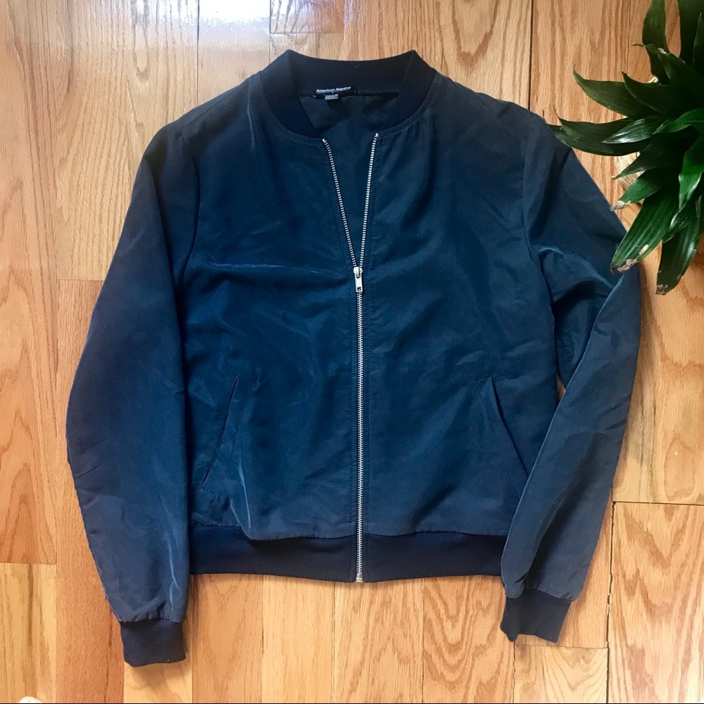 Navy American Apparel Light Bomber Jacket